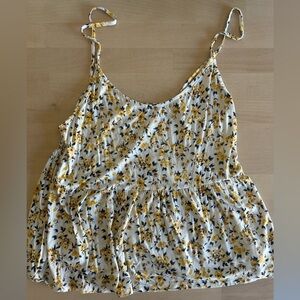 American Eagle Outfitters Cream Yellow Smocked Ruffled Camisole